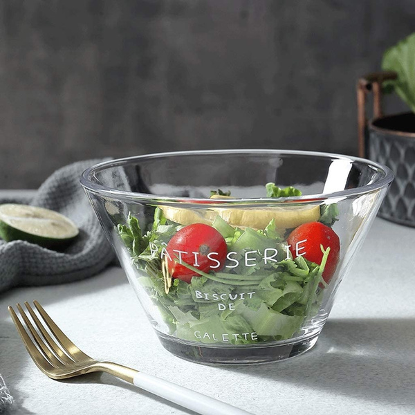 Large Salad Bowl Glass Serving Bowl Fruit Rice Bowls, Kitchen Prep