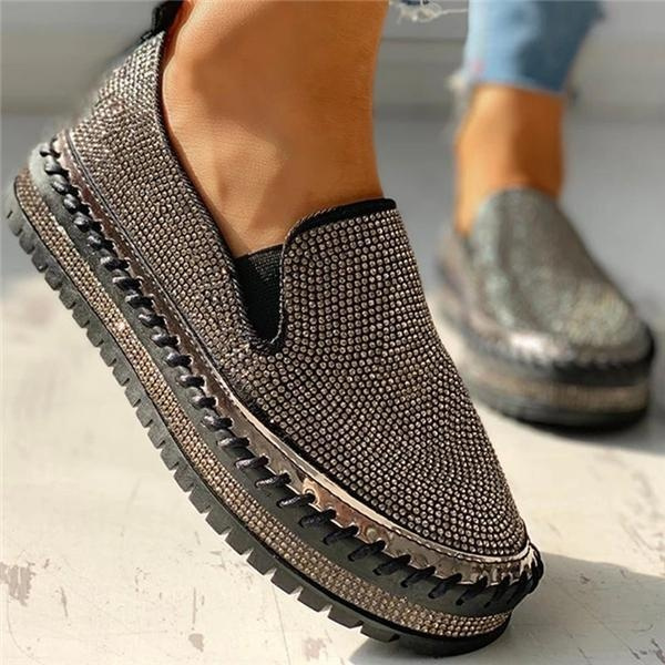 MS.DIY Casual Fashion Rhinestone Slip-on Loafers/ Sneakers, Tennis Shoes  2020 for Women Feminino Zapatos De Mujer Sport