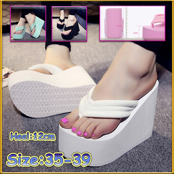high heel wedge flip flops