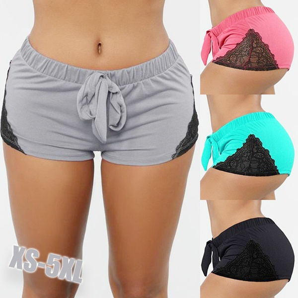 New Women's Fashion Summer Sports Shorts Casual Lace Yoga Shorts Slim Fit  Solid Color Shorts Pants Plus Size