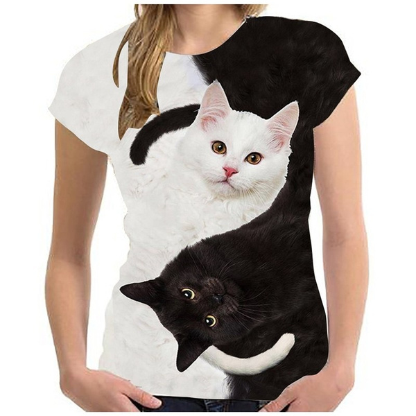 Mens 3D Printing Tees Shirt Short Sleeve T-Shirt Blouse Tops Cute Cat Screen 