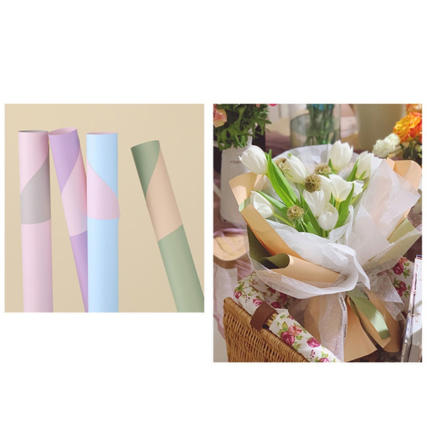20pcs Korean Two-tone Flowers Wrapping Paper Gift Packaging Neutral Color  Florist Flower Wrapping Paper Bouquet Supplies