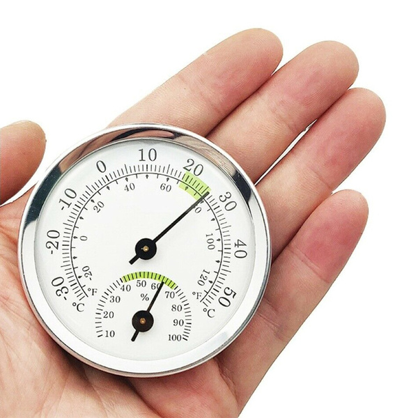 58mm Aluminum Alloy Analog Humidity Meter Thermometer Stable