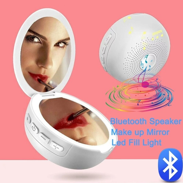 Mini Bluetooth Speaker Led Fill Light Makeup Mirror 3x Magnifying Vanity Usb Rechargeable Ring Wish Mini Bluetooth Speaker Led Fill Light, Makeup Mirror With Light And Bluetooth Speaker