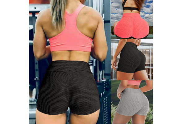 Hot Pants Women Sports Shorts Anti Cellulite Leggings Booty Lifters Biker Shorts  Workout Fitness Yoga Shorts High Waisted Running Pants Textured Leggings