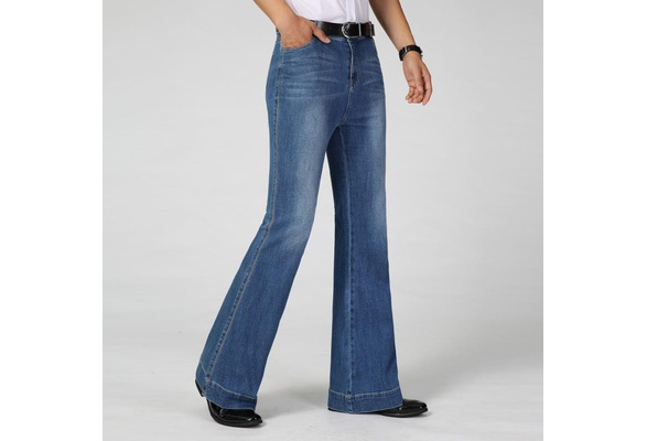 Homme Bell Bottom Jeans Pantalon Rétro 60 s 70 s evasé denim Pantalon Long Slim