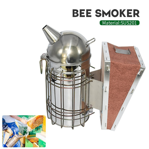 Stainless Steel Beekeeping Smoker Manual Hive Box Equipment Tool With Hook 