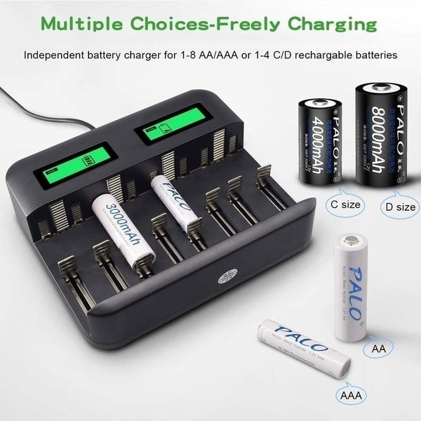 8 Slot Intelligent Battery Charger For AA AAA NI-MH NI-CD Rechargeable Batteries 