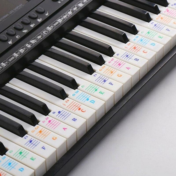 Tenrry Piano Key Stickers Colorful Transparent Piano Keyboard Stickers Reusable Full Set Sticker 