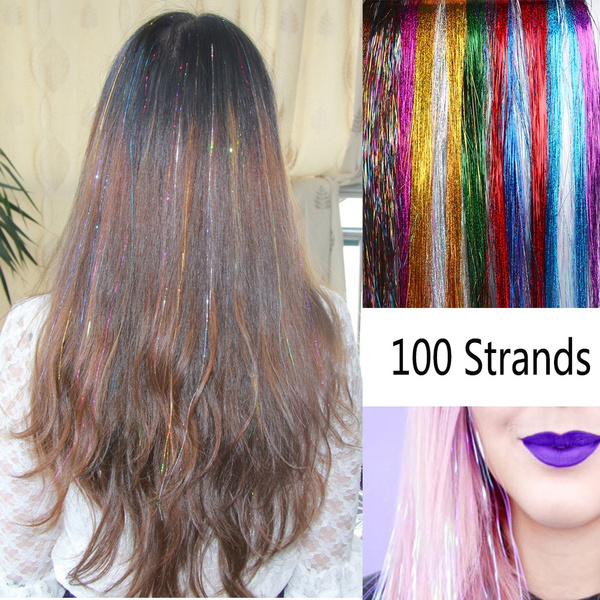 100pcs/lot Girls Party Streak Clubbing Synthetic Hair Glitter Rainbow Color Hair Extension Hair Tinsel Bling Silk | Wish 100pcs/lot Girls Party Streak Clubbing Synthetic Hair Glitter Rainbow Color Hair Extension Hair Tinsel Bling Silk | Wish