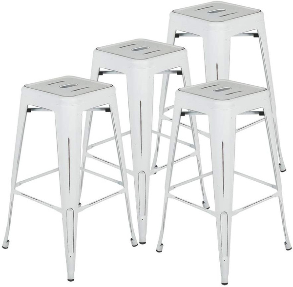 Bar Stools Set Of 4 30 Inch Distressed, Distressed White Bar Stools