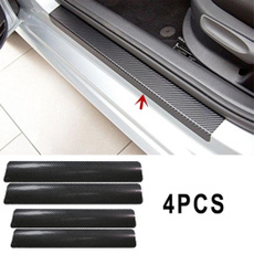 4Pcs/set Universal Car Door Sill Scuff Anti Scratch Welcome Pedal Threshold Carbon Fiber Protect Stickers   Car Accessories