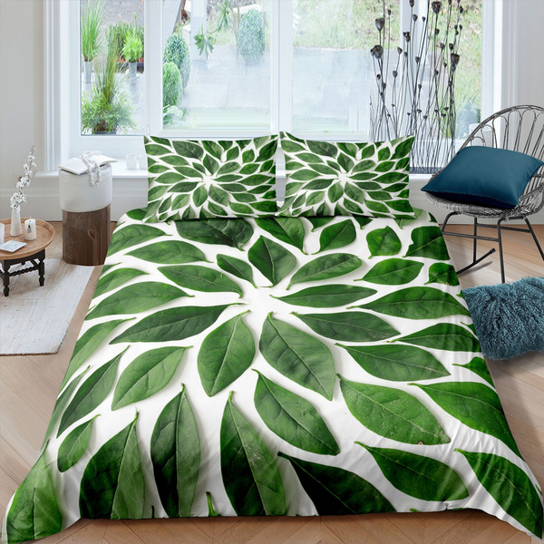 Green Botanical Pattern Comforter Cover, How To Sew A Simple Duvet Cover