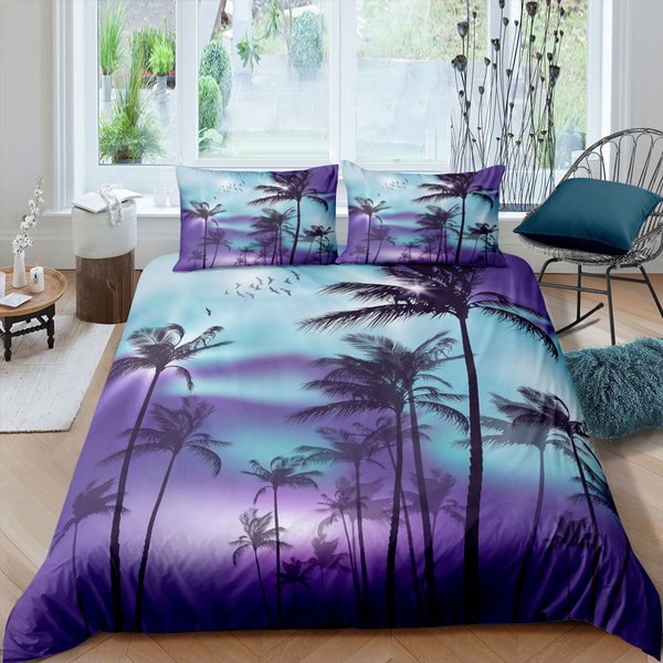 Palm Tree Comforter Cover For Kids Boys, Palm Tree Duvet Cover