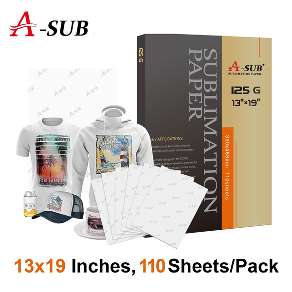 Sublimation Paper 13X19 Inches 125g Dye Sublimation heat transfer paper for  All Inkjet Printer with Sublimation Ink 110 Sheets