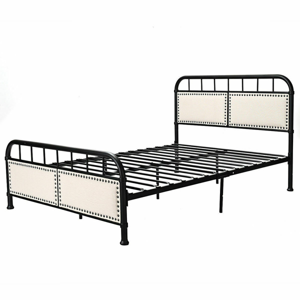 Metal Bed Frame Platform Upholstered, Metal Headboard Footboard Bed Frame Full Size