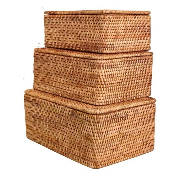 Dirty Clothes Toys Sundries Storage Box, Rattan Storage Basket With Lid