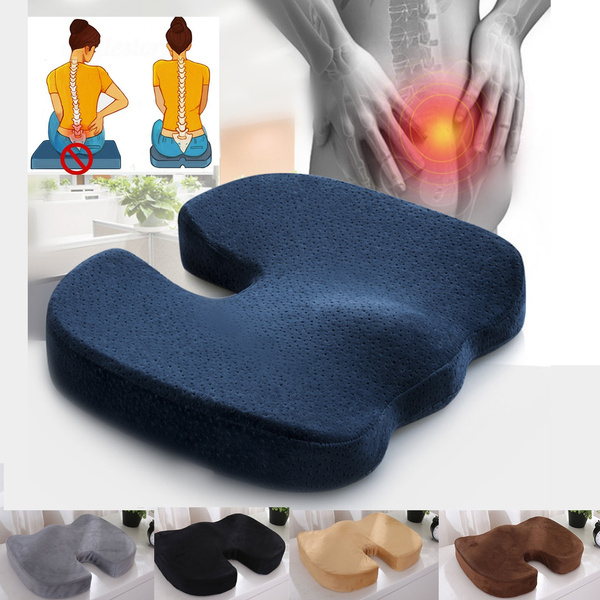 Memory Foam Seat Cushion - Back Pain Relief - Non-Slip Chair Pad
