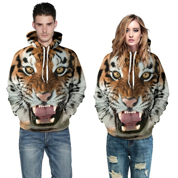 lion printed moletom com capuzs