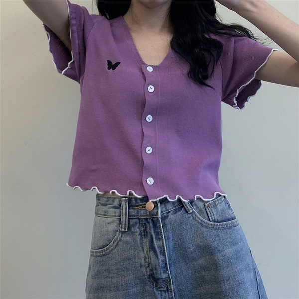 Shirt Korean Embroidered Short Sleeve 