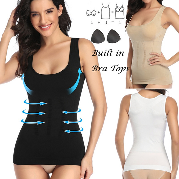 Slimming Tank Tops for Women Tummy Control Cami Shaper with Built