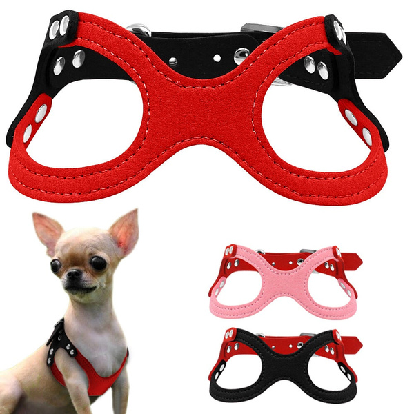 Soft Suede Leather Dog Harness Pet Puppy Glasses Style for Small Dogs Chihuahua 