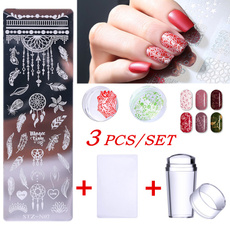 1 Set Nail Stamping Plates Set Silicone Brush Polish Transfer Stencils Flower Geometry DIY Template for Nail Tool
