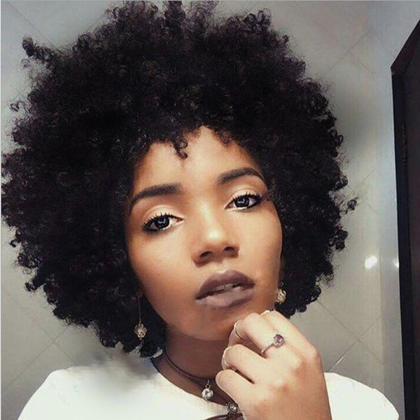 Soft Kinky Curly Wig Indian Hair Afro Curly Short Wigs for lady Curly ...