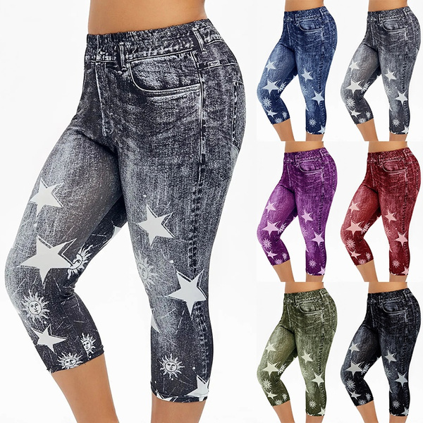 Print Capri Jeggings Women Fashion 