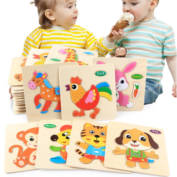 Wooden Puzzle 3d Kids Toys Baby Learning Cartoon Animal jigsaw Educational  Puzzl