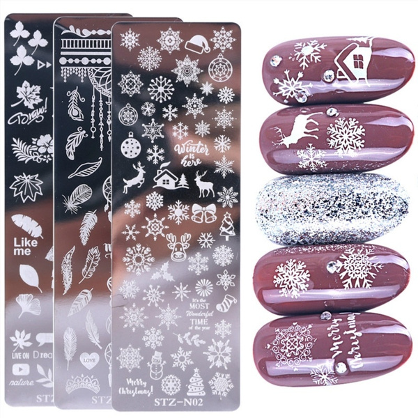 Quality4U Christmas Nail Art Stamping Plate – XL 14.5 X 9.5cm, Stainless Steel, Rectangular, Blue Protective Film