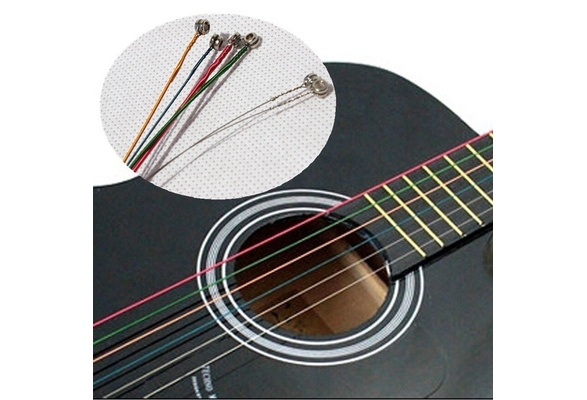 6Pcs Set Acoustic Guitar Strings Rainbow Colorful Guitar Strings