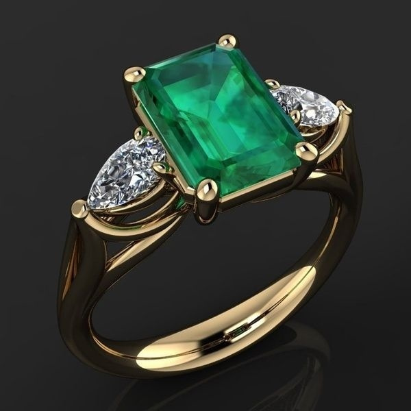 14k Gold Emerald Diamond Women Engagement Ring Wedding Gemstone Ring Sz 6-10 