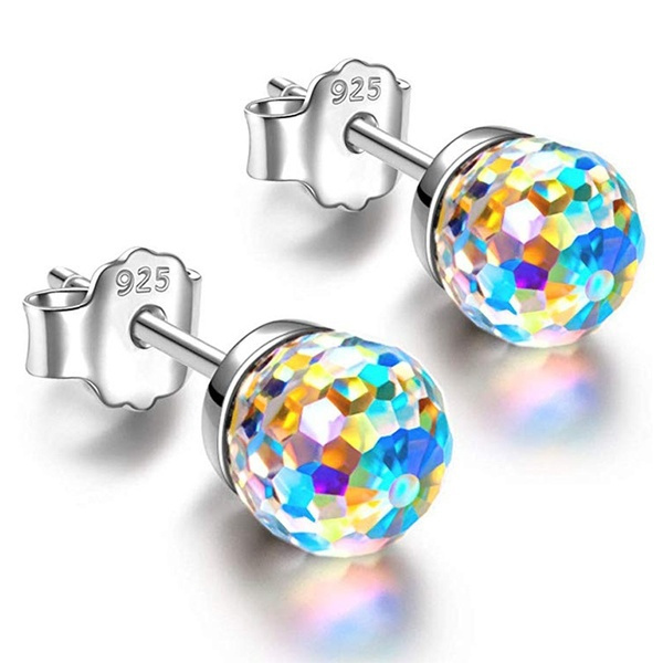 Crystal ball hot sale stud earrings