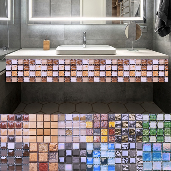 Mosaic Tile Wall Sticker Adhesive Decal Home Kitchen Bathroom Decor Waterproof 