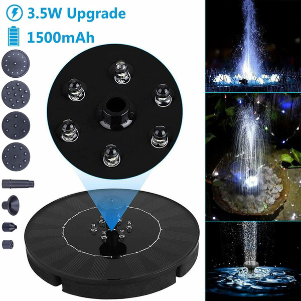 Details about / Solar Water Fountain Pump Bird Bath Floating Garden Pond Pool Outdoor W//LED Lamp
