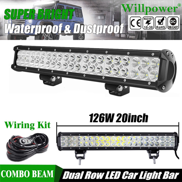 Willpower 20 inch 126W Flood Spot Combo LED Work Light Bar Driving