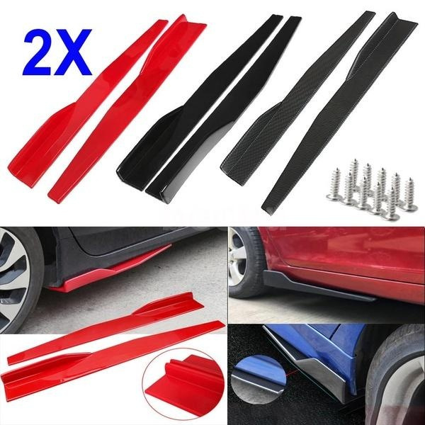 2X Universal Car Body Styling Side Skirt Rocker Splitters Winglet Wings  Canard Diffuser Bumper Kit Red/Black/Carbon Fiber Car Accessories