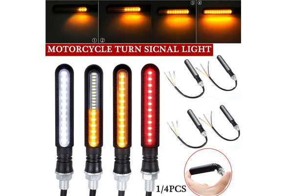 Yizhet 4pcs Flowing Motorcycle Indicators Motorcycle 24LEDs Turn Signal Lights Waterproof 12V Flashing Turning Indicators Daytime Running Lights Brake Lights