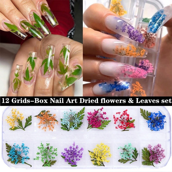 Cheap Mix Dried Flowers Nail Decorations Natural Floral Leaf