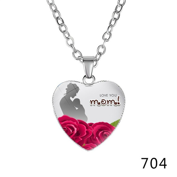 MOM Heart Pendant Necklace Korean 