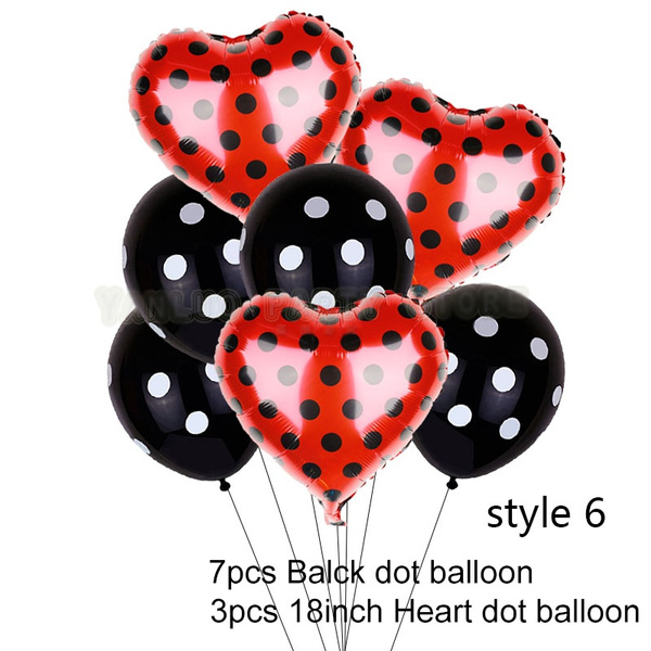1 Set Red Black Polka Dots Ladybug Latex Balloon Aluminum Foil Balloon Birthday Party Decoration Baby Shower Supplies Wish