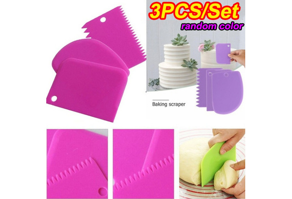 3Pcs Plastic Scraper Bakeware Dough Icing Fondant Cake Decorating Pastry Tools 