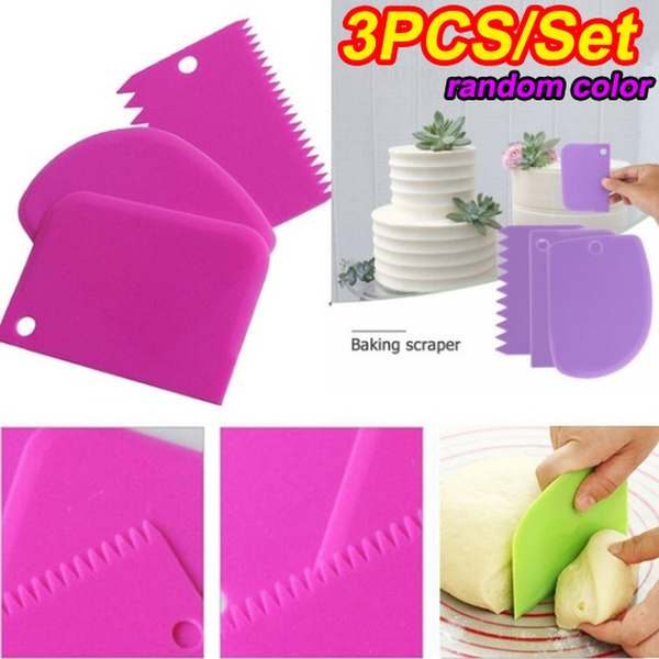 3Pcs Plastic Dough Icing Fondant Scraper Cake Decorating Baking Pastry Tools 