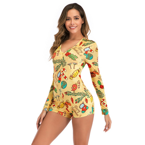 Women Special Use Bodysuits Women Yellow Leopard Catsuit Sexy