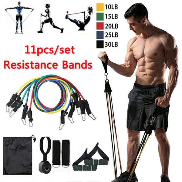 11pcs/Set Yoga Pull Rope Exercise Resistance Bands Home Gym Equipment Fitness 