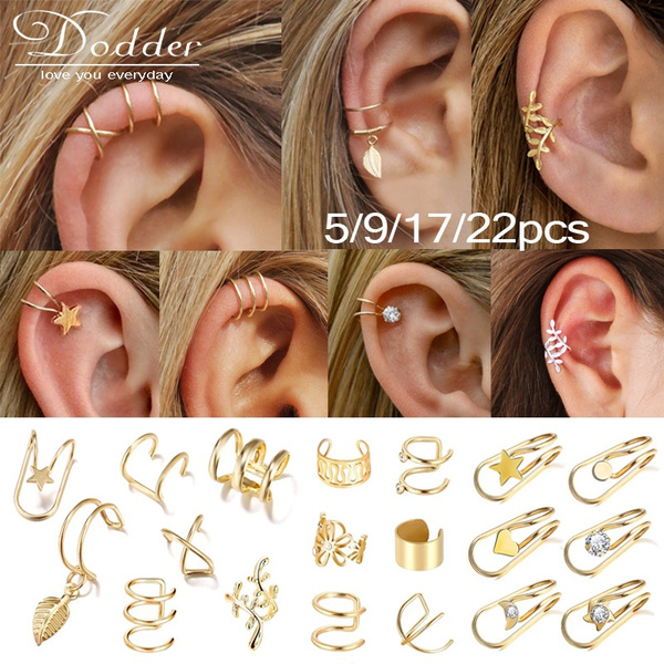 Amazon.com: 14K Rose Gold Filled Hammered Wide Ear Cuff Earrings Set for  non-pierced Ears. Fake Piercing. : Handmade Products