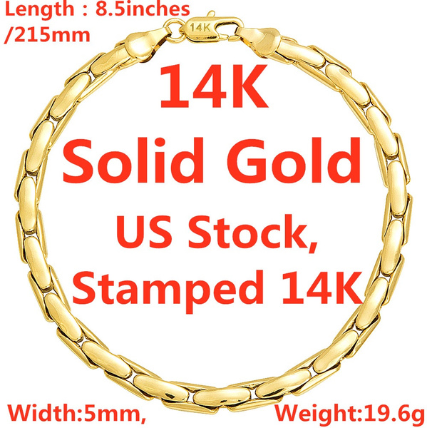 14K Solid Yellow Gold Bracelet Chain 