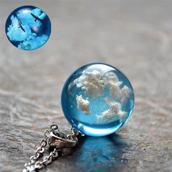 Creative Blue Sky White Cloud Resin Transparent Ball Pendant