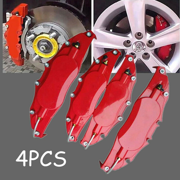 Red 3D Style Brake Caliper Covers Universal Car Disc Front & Rear Kits for Wheel Hub 4 Pcs Car Brake Caliper Protector Cover Brake Caliper Covers 